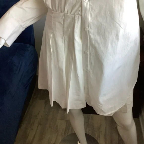 Zara White Cotton Layered Mini Shirt Dress - Picture 8 of 11